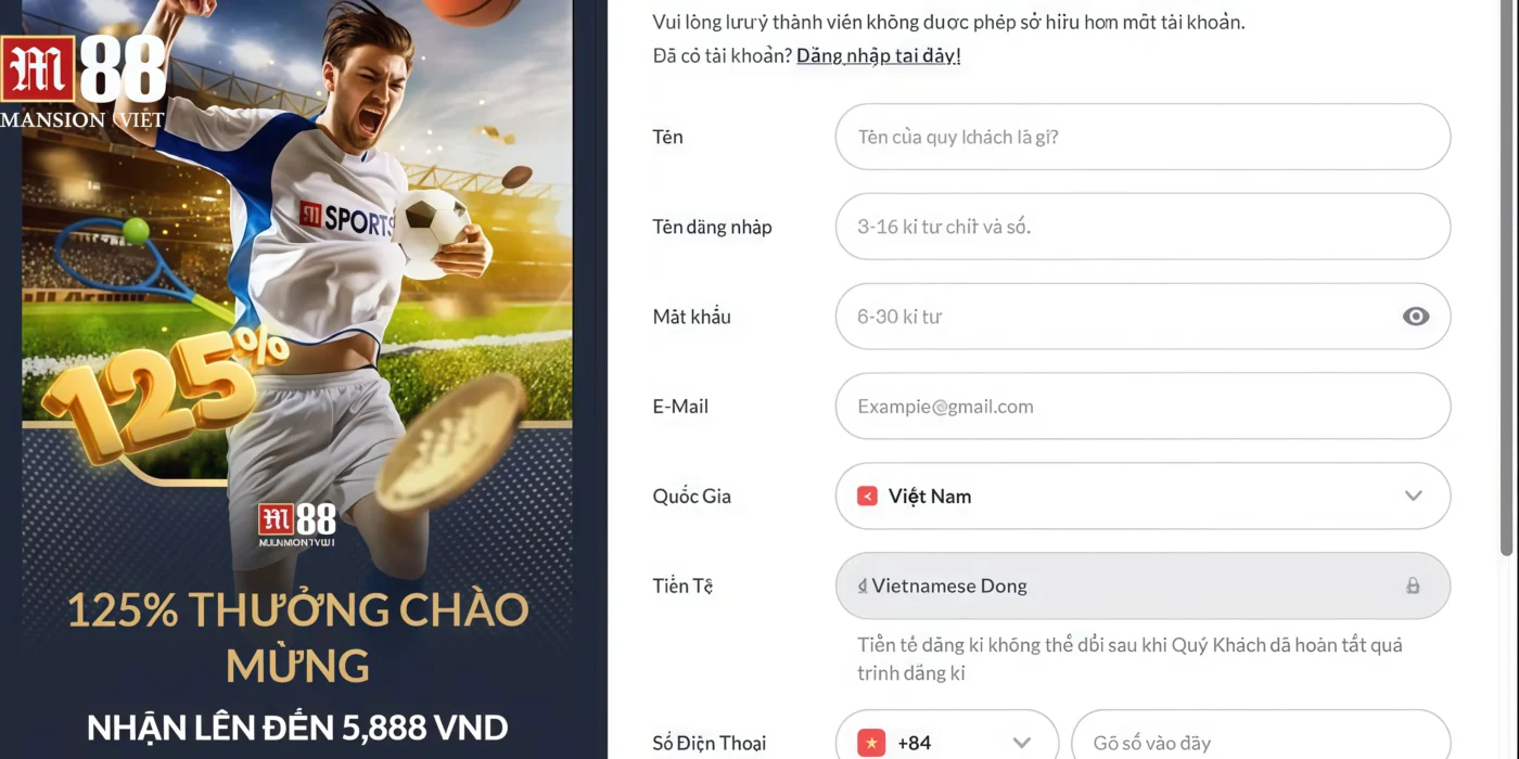 Hướng dẫn đăng ký tài khoản M88 Hướng dẫn đăng ký tài khoản M88